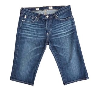 AG Jeans Malibu Bermuda Length Denim Shorts in 7 Years AP Dark Wash